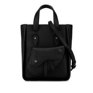 Dior Black 2Way Bag Saddle Calf Mini Tote